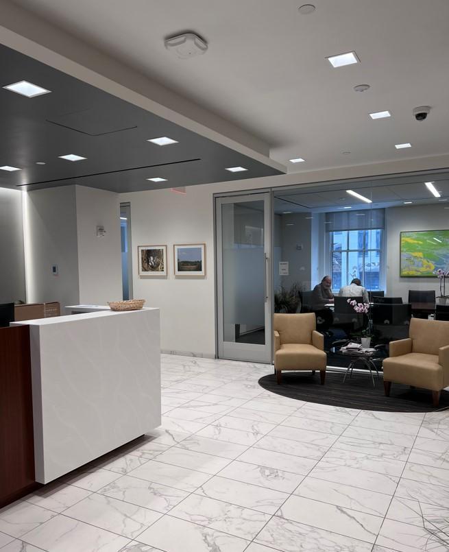LFS Elegant reception area with marble floor and adjacent conference room