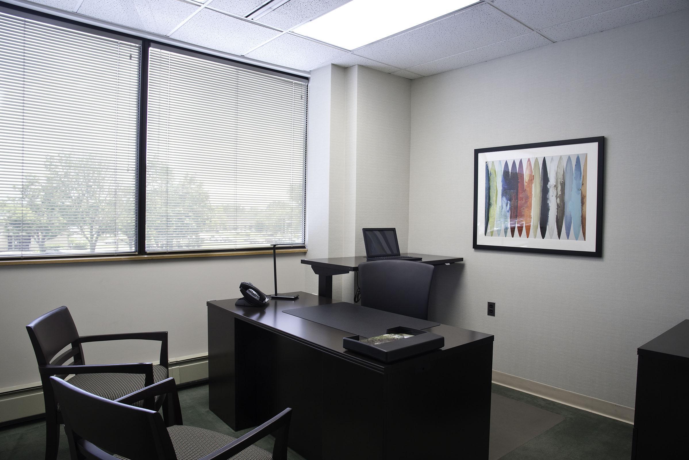 Fully furnished private office with standing desk