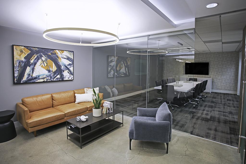 Reception area with adjacent conference room