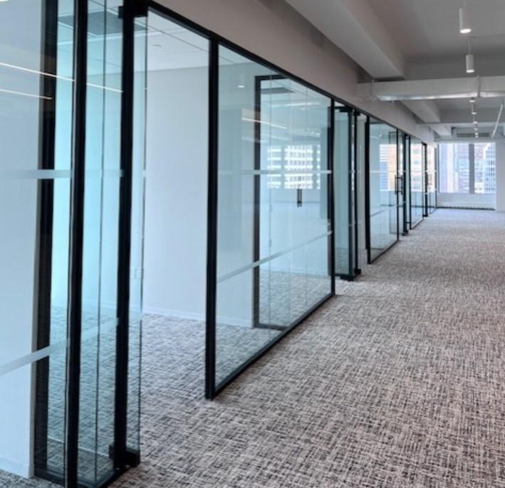 LFS Row of glass wall offices example finishes