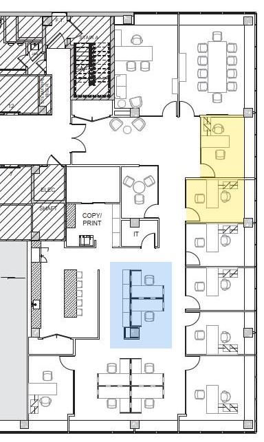 Floor plan indicating 2 offices and 2 workstations
